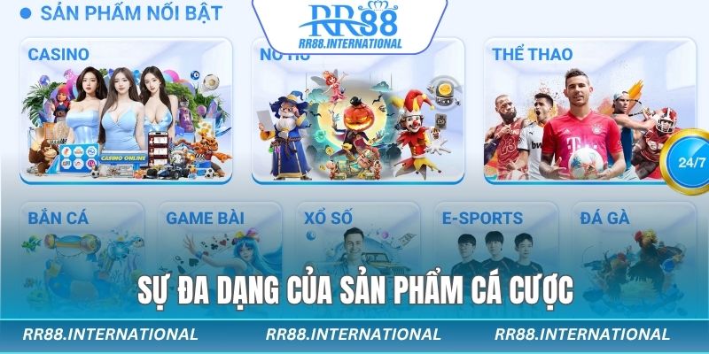 Giao diện chọn trò chơi tại RR88 – từ thể thao tới casino đều đủ cả