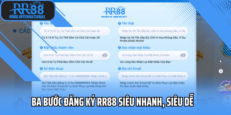 Ba bước đăng ký RR88 siêu nhanh, siêu dễ